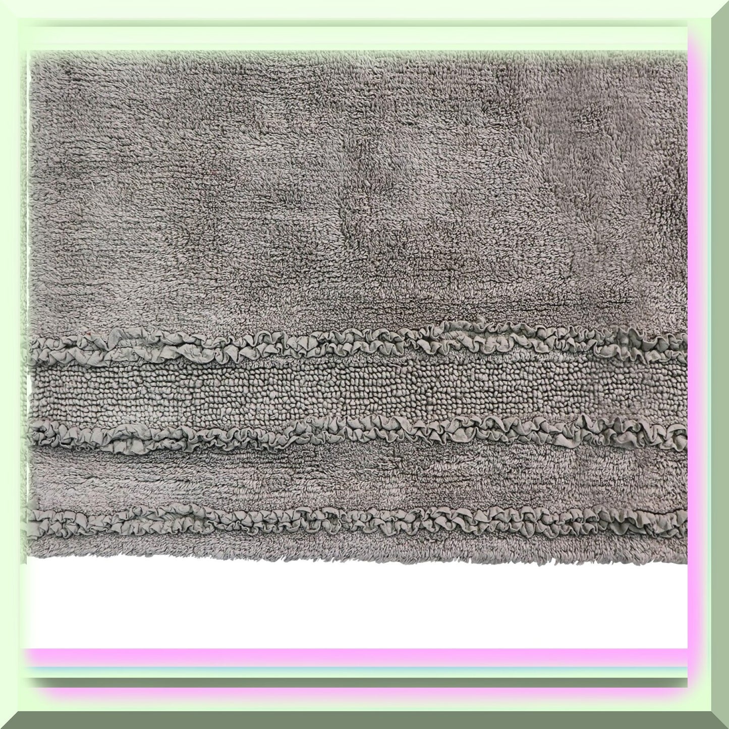 Ruffle Border Cotton Bath Mat 24x40 Light Grey
