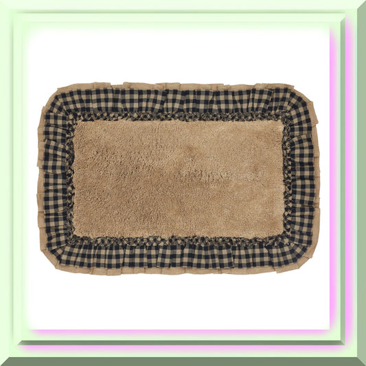 Burlap Check Bath Mat Natural Black 20x30