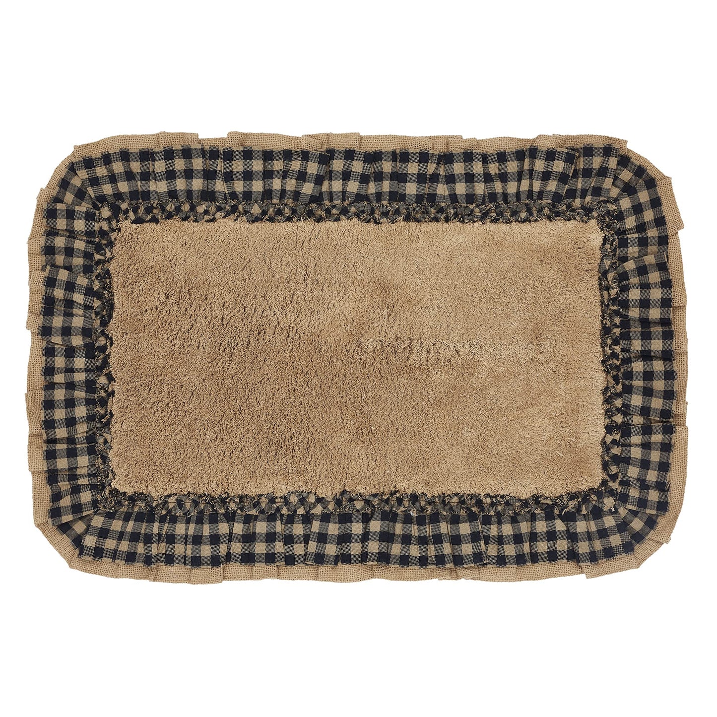 Burlap Check Bath Mat Natural Black 20x30