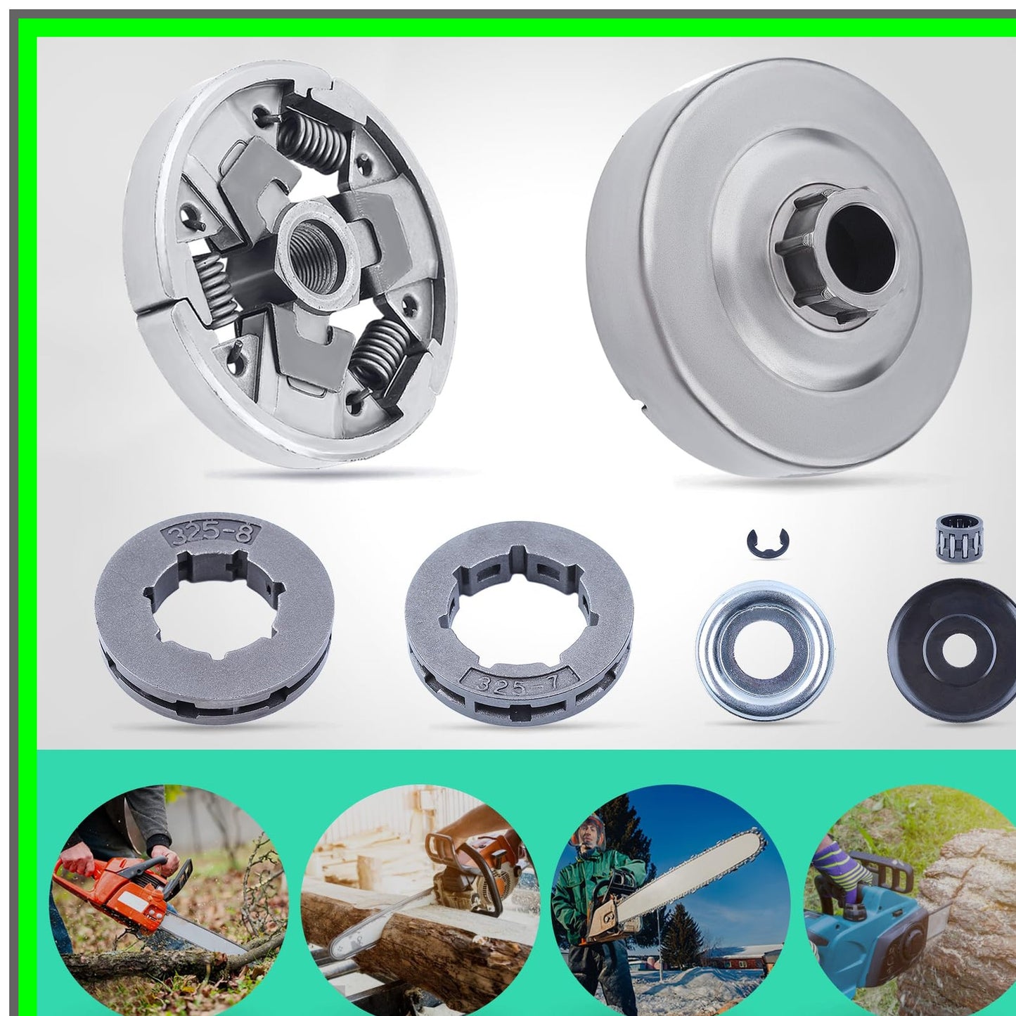 Chainsaw Clutch Drum Sprocket Kit for Stihl MS260 MS240 8-in-1 Parts