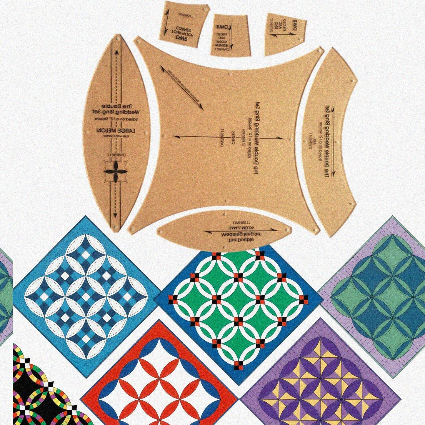 Double Wedding Ring Quilting Template Set 17" Diameter