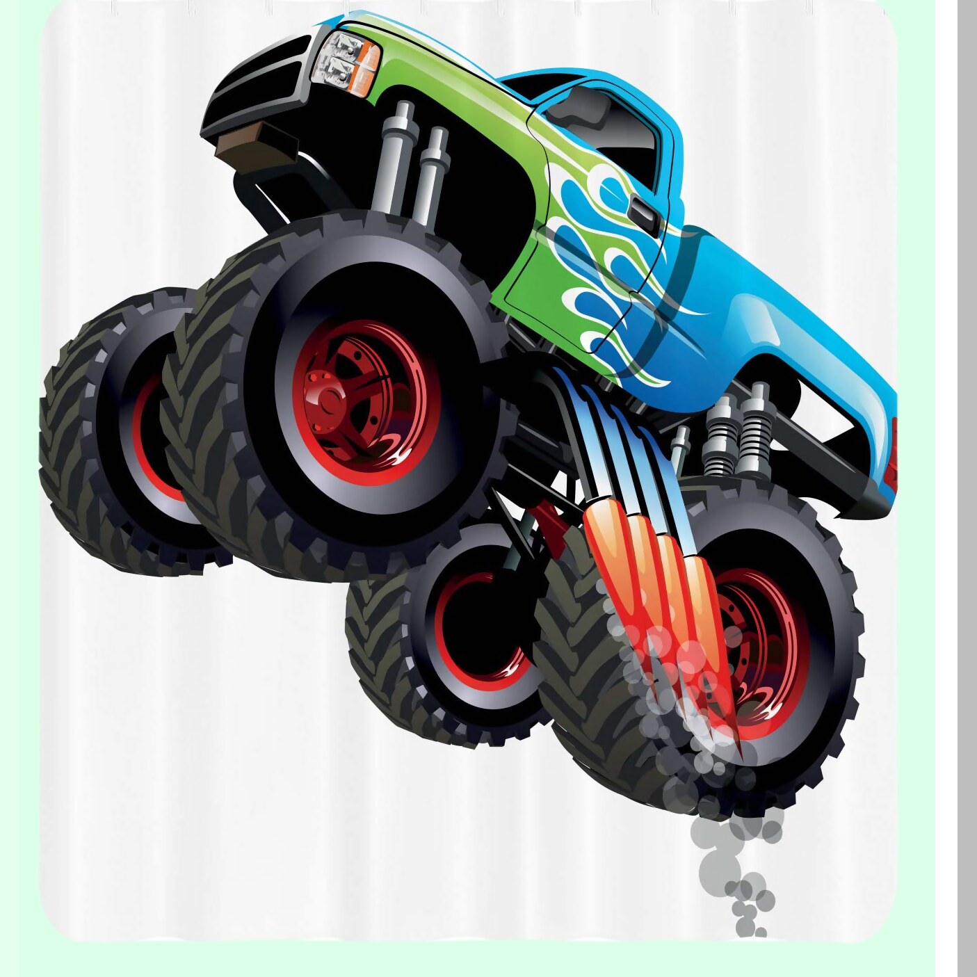 Cars Cartoon Monster Truck Shower Curtain 69x70 inches
