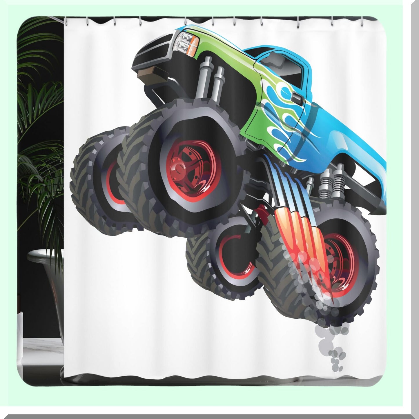 Cars Cartoon Monster Truck Shower Curtain 69x70 inches