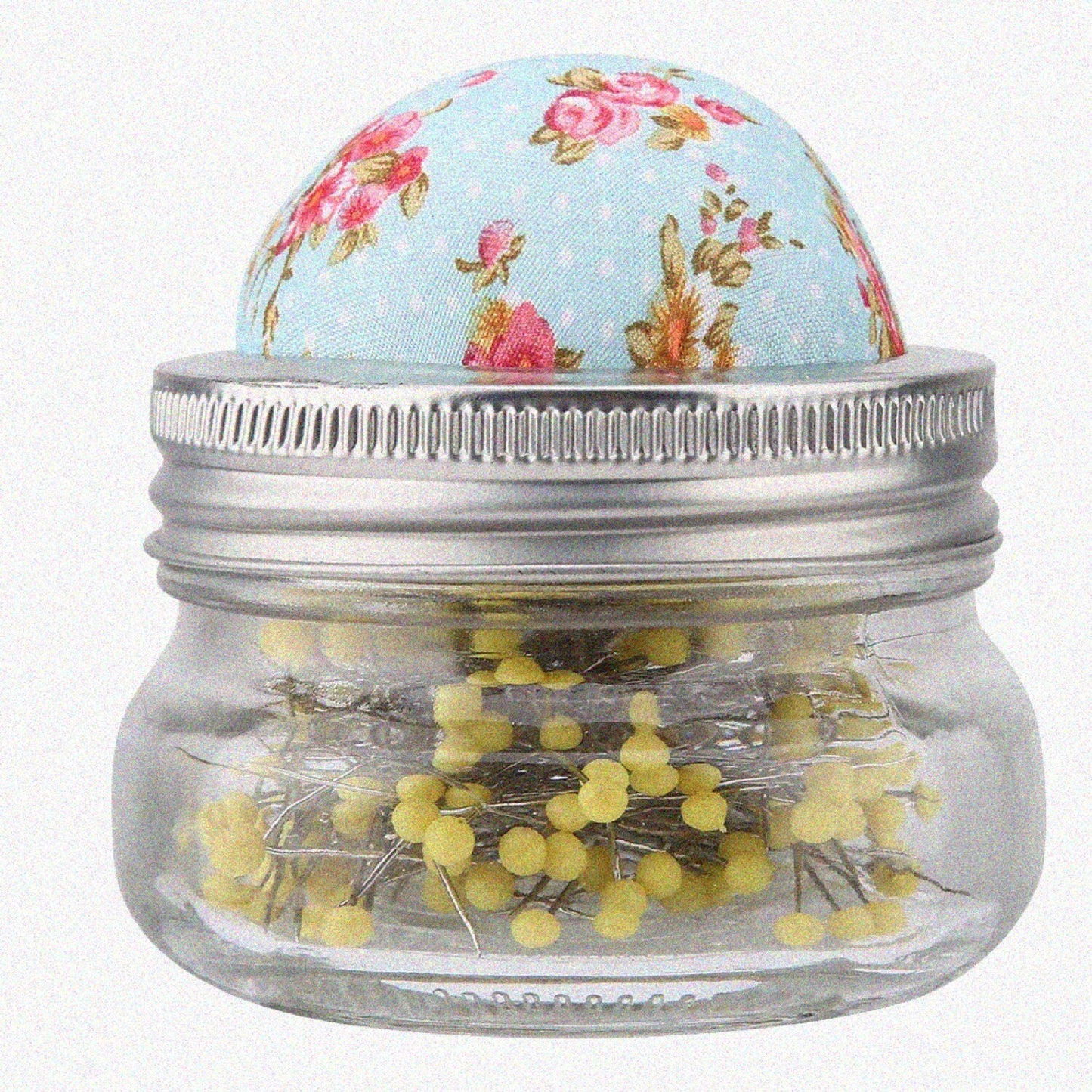 200PCS Sewing Pins with Glass Bottle and Pin Cushion Lid