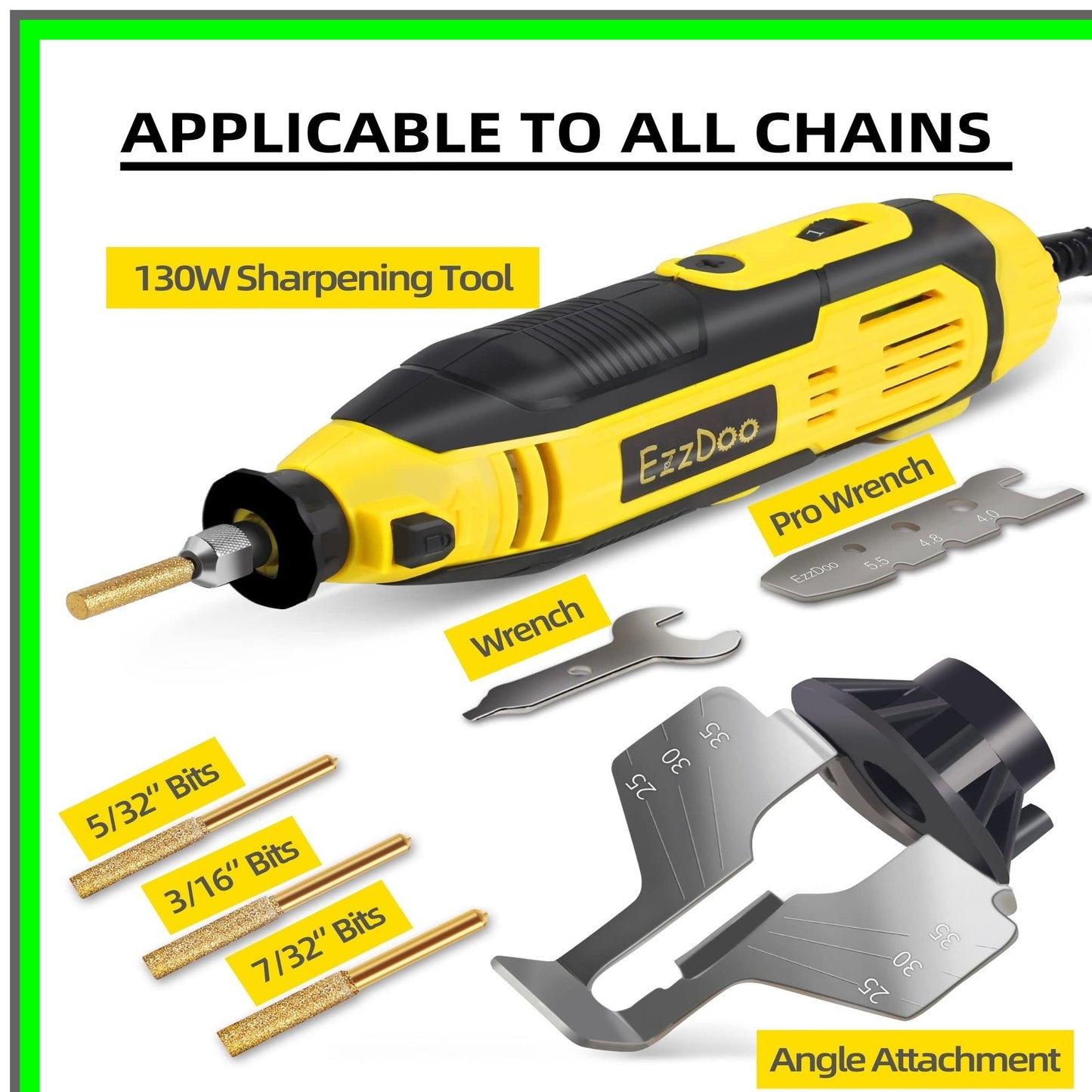 Titanium Diamond Electric Chainsaw Sharpener Kit with Versatile Wheels