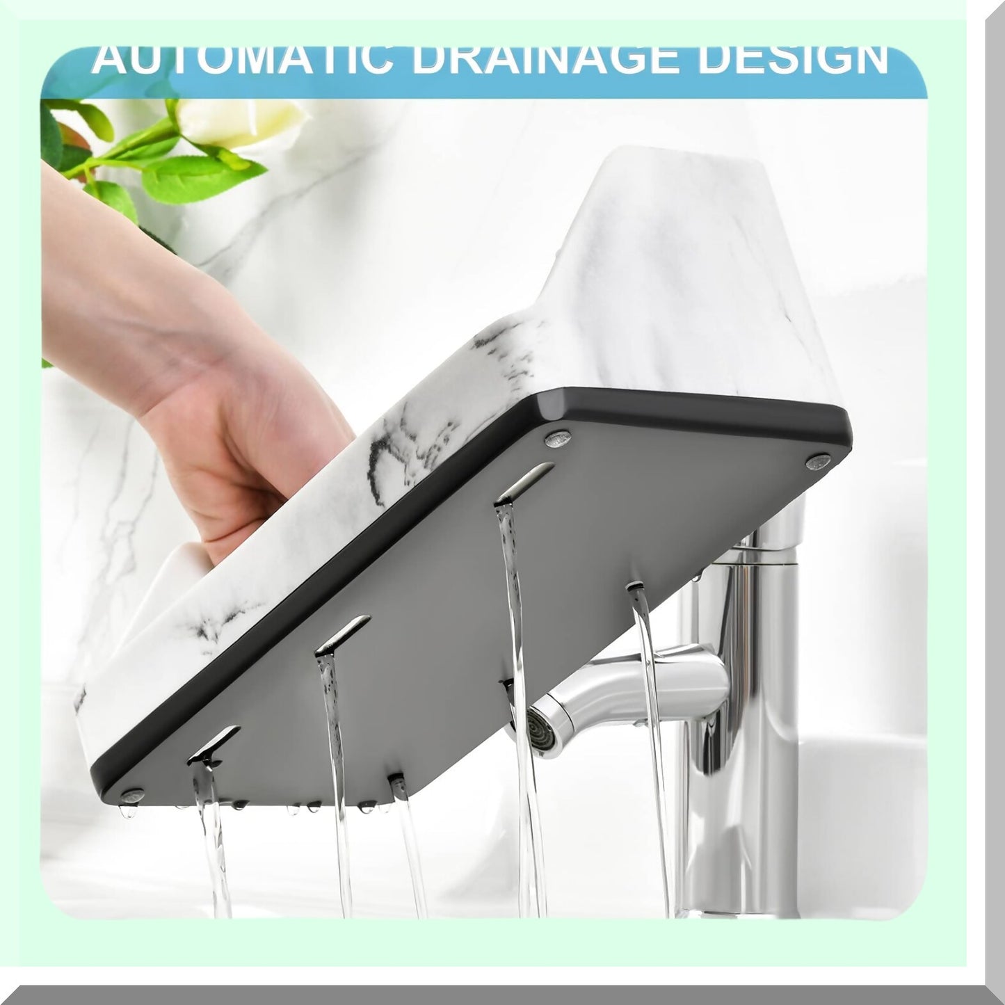 Toothbrush Holder Bathroom Organizer with 5 Compartments White Resin