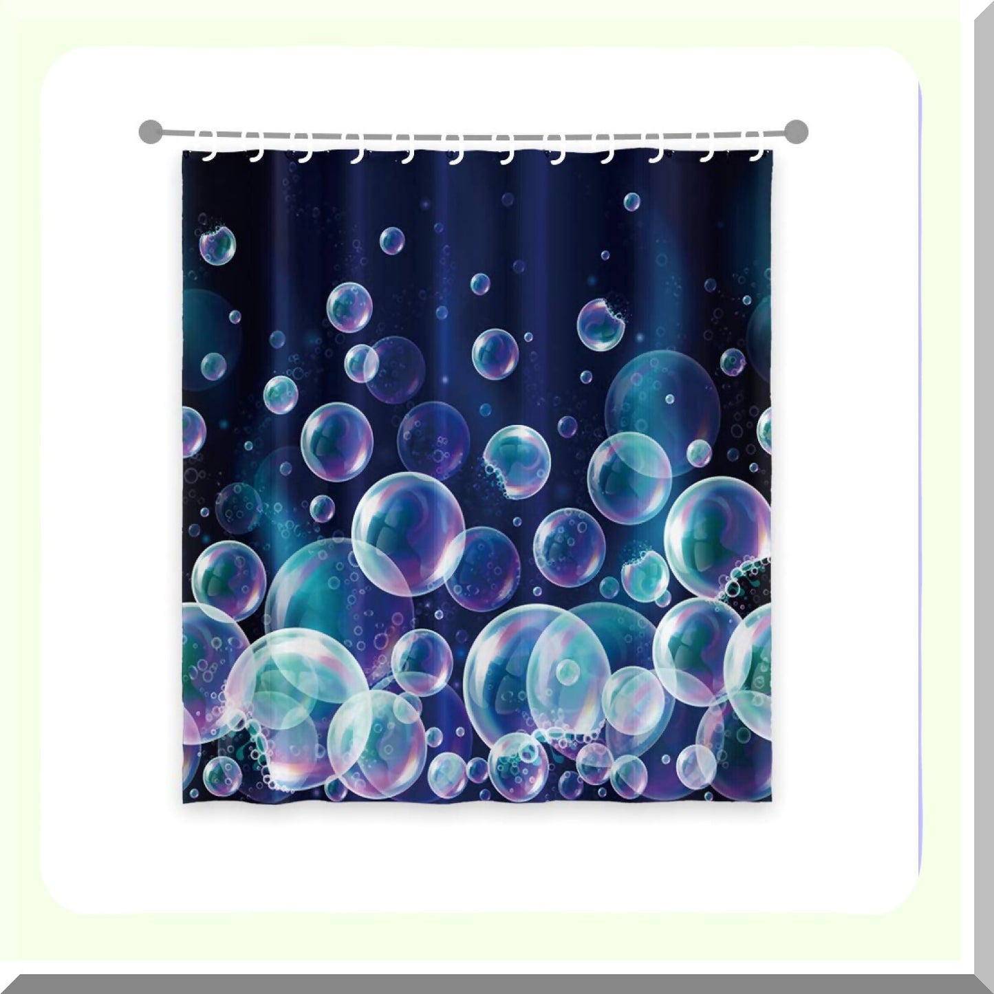 72x72in Colorful Bubbles Shower Curtain with Hooks