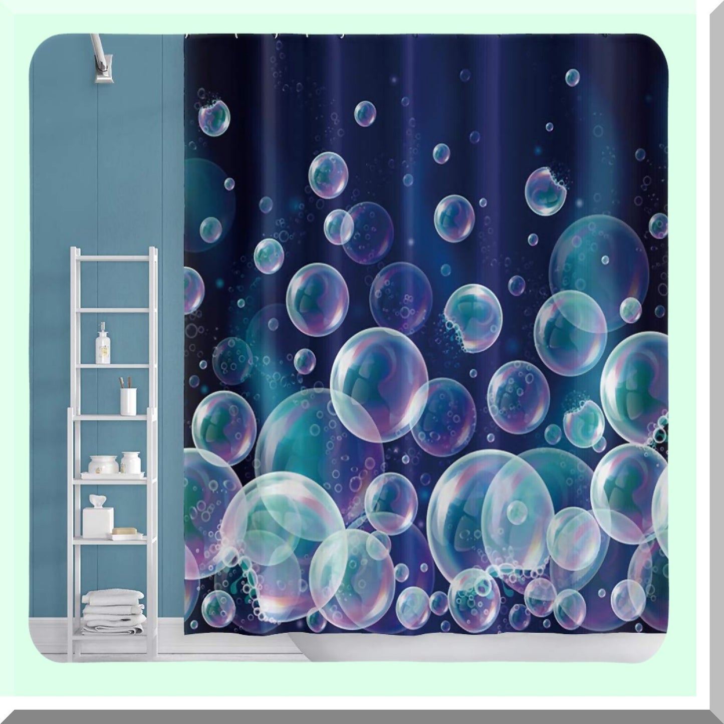 72x72in Colorful Bubbles Shower Curtain with Hooks