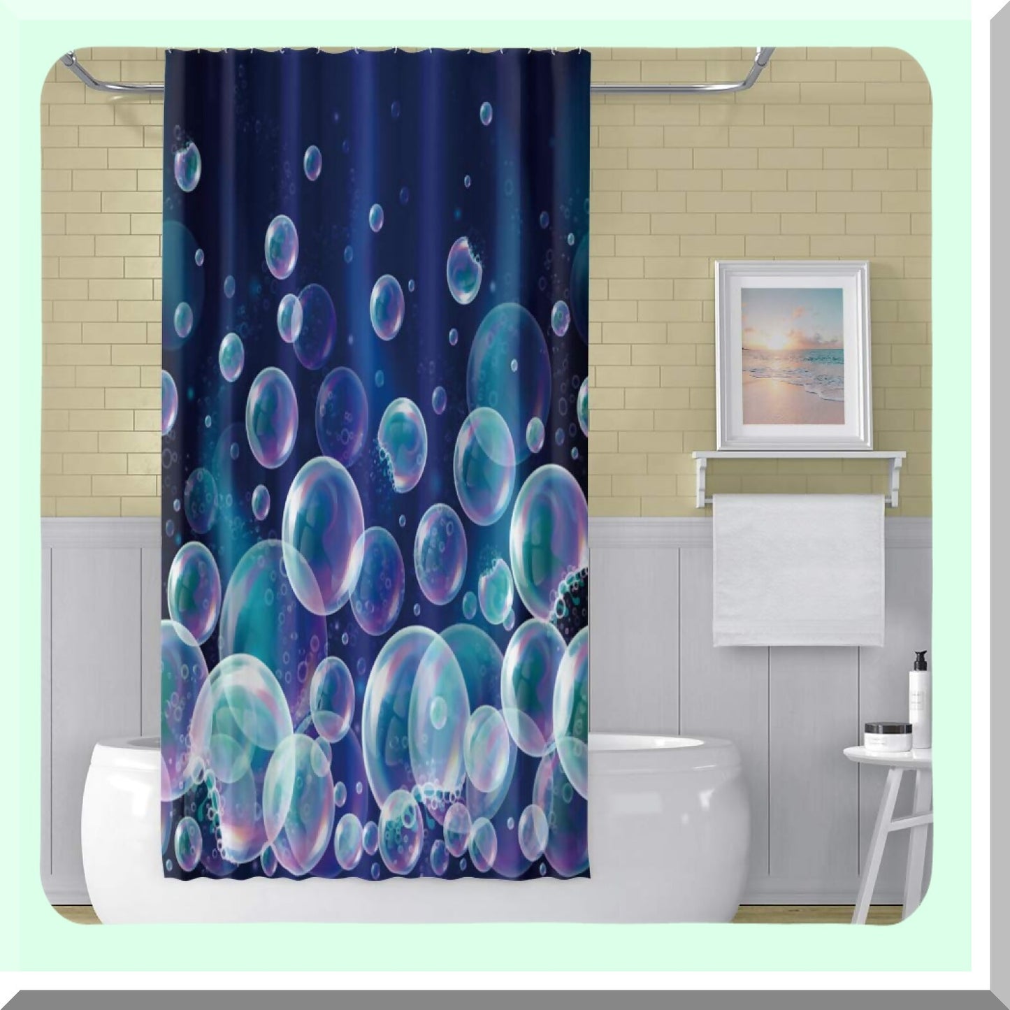 72x72in Colorful Bubbles Shower Curtain with Hooks
