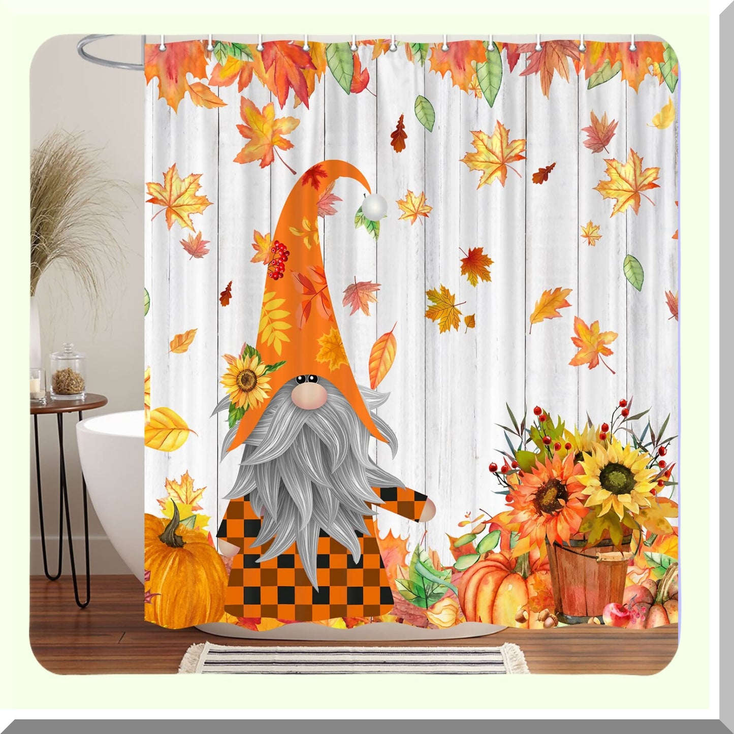 Fall Gnome Farmhouse Shower Curtain 72x72 inch