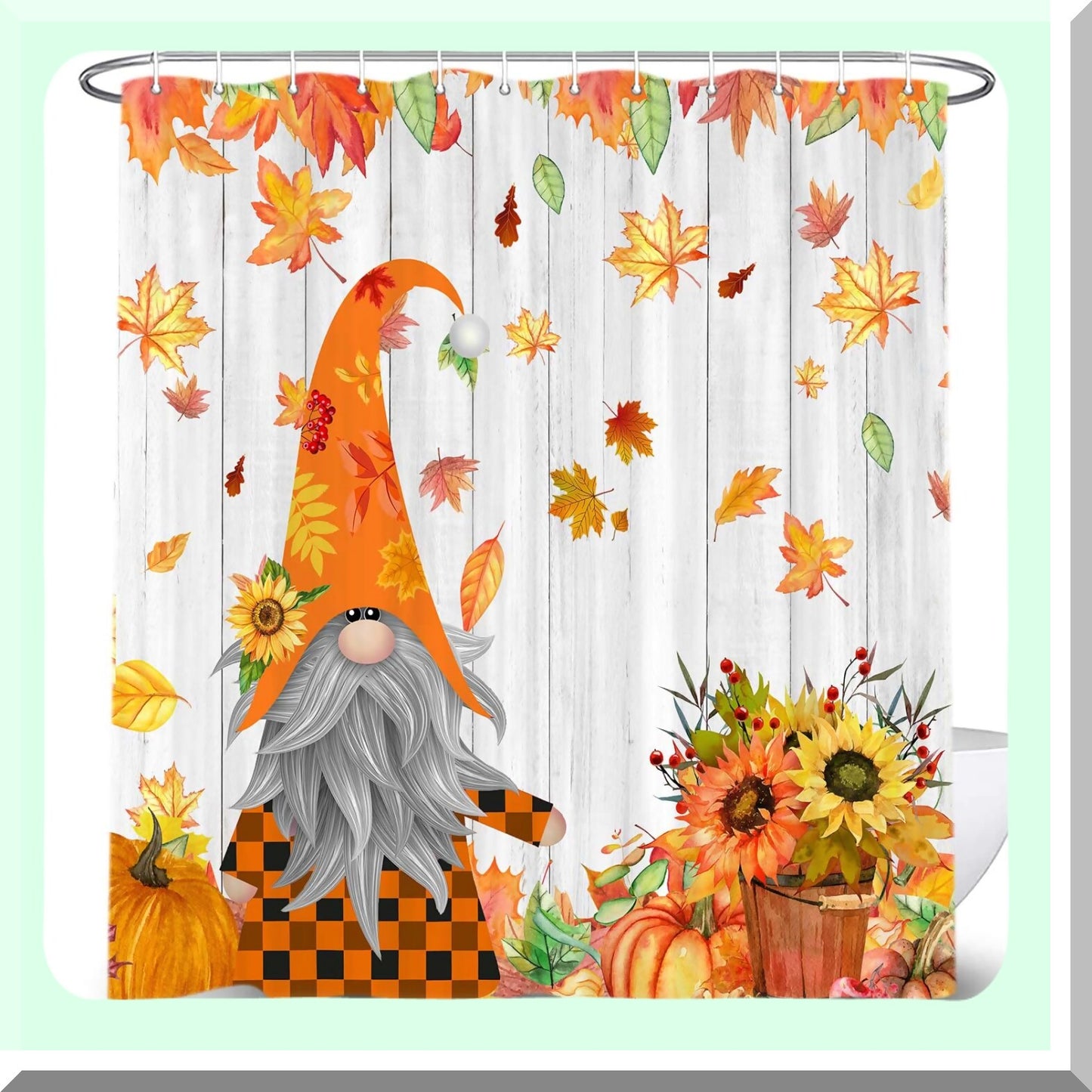 Fall Gnome Farmhouse Shower Curtain 72x72 inch