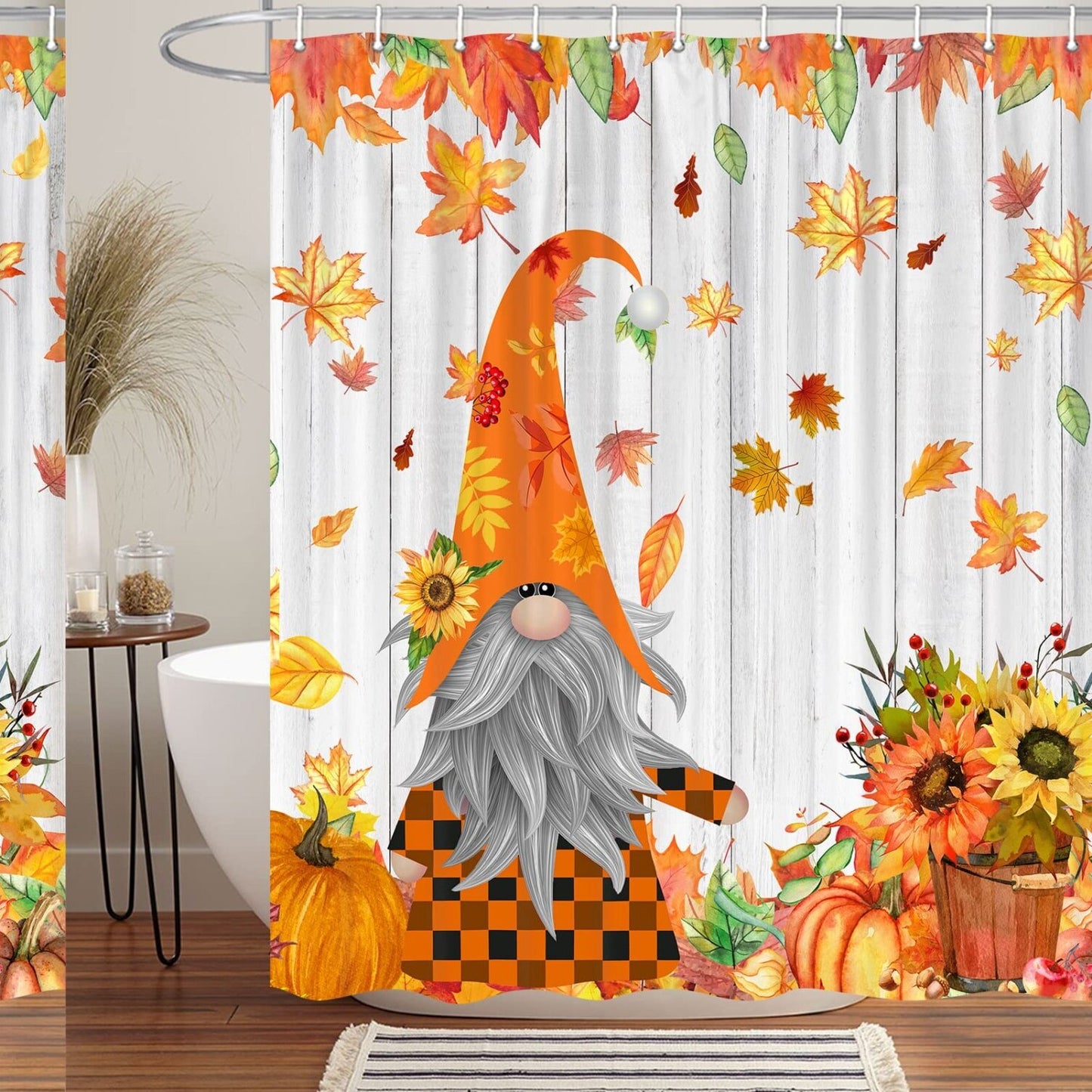 Fall Gnome Farmhouse Shower Curtain 72x72 inch