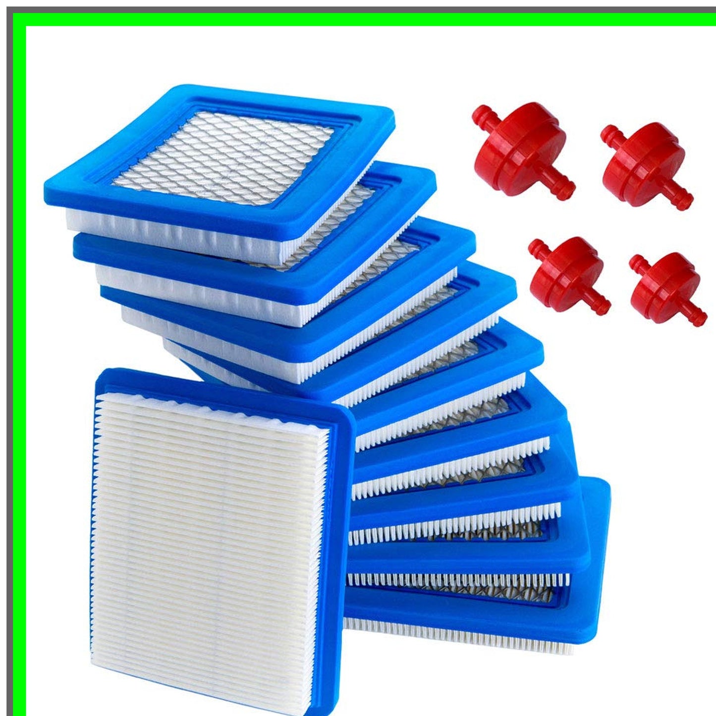 10 Pack Air and Fuel Filter Set for Briggs and Stratton Lawn Mowers