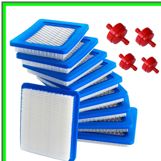 10 Pack Air and Fuel Filter Set for Briggs and Stratton Lawn Mowers