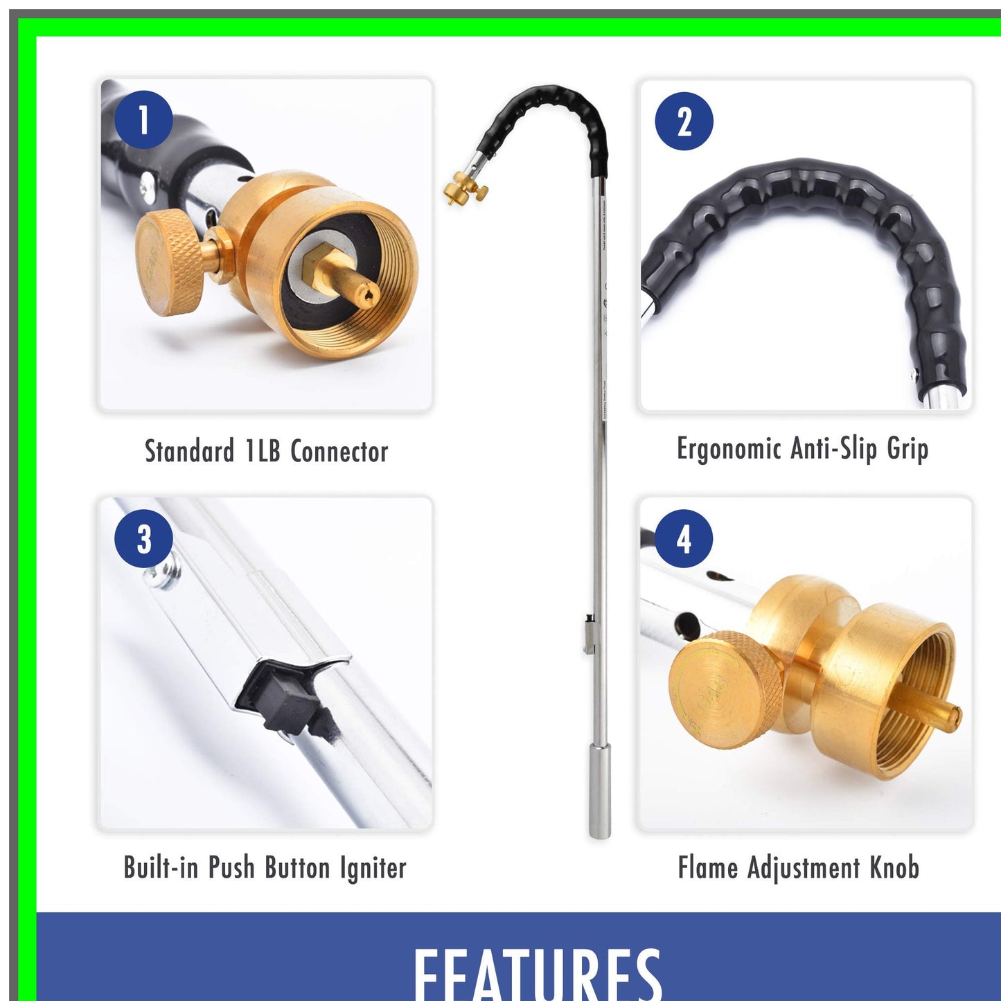High-Performance Propane Torch Burner with Integrated Lighter, 24000 BTU