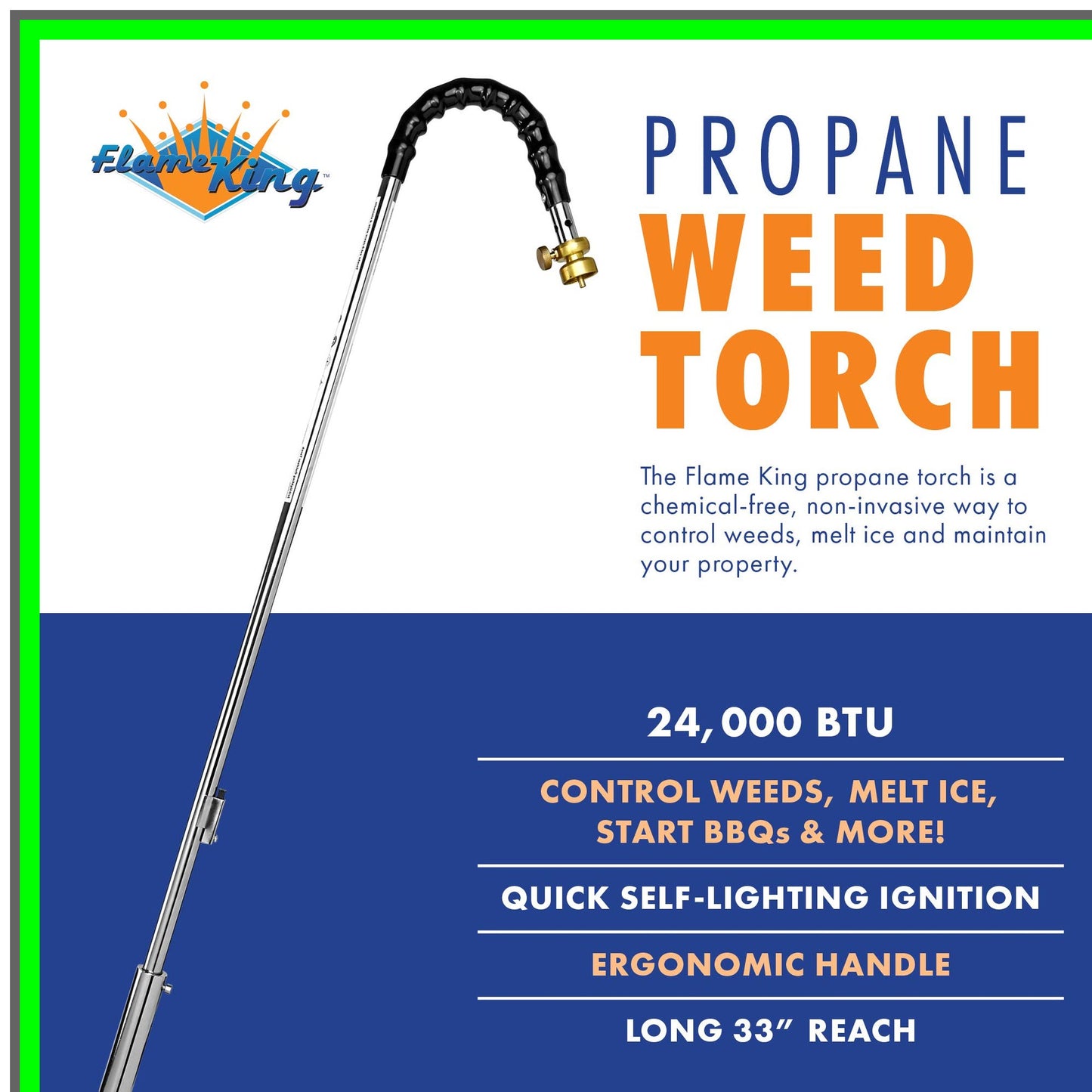 High-Performance Propane Torch Burner with Integrated Lighter, 24000 BTU