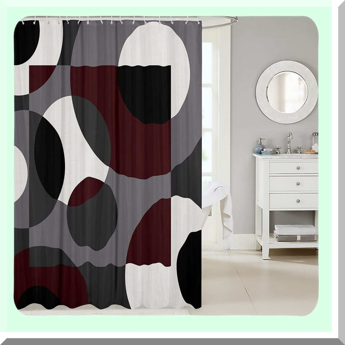 Red Geometry Shower Curtain 72x72 Inches