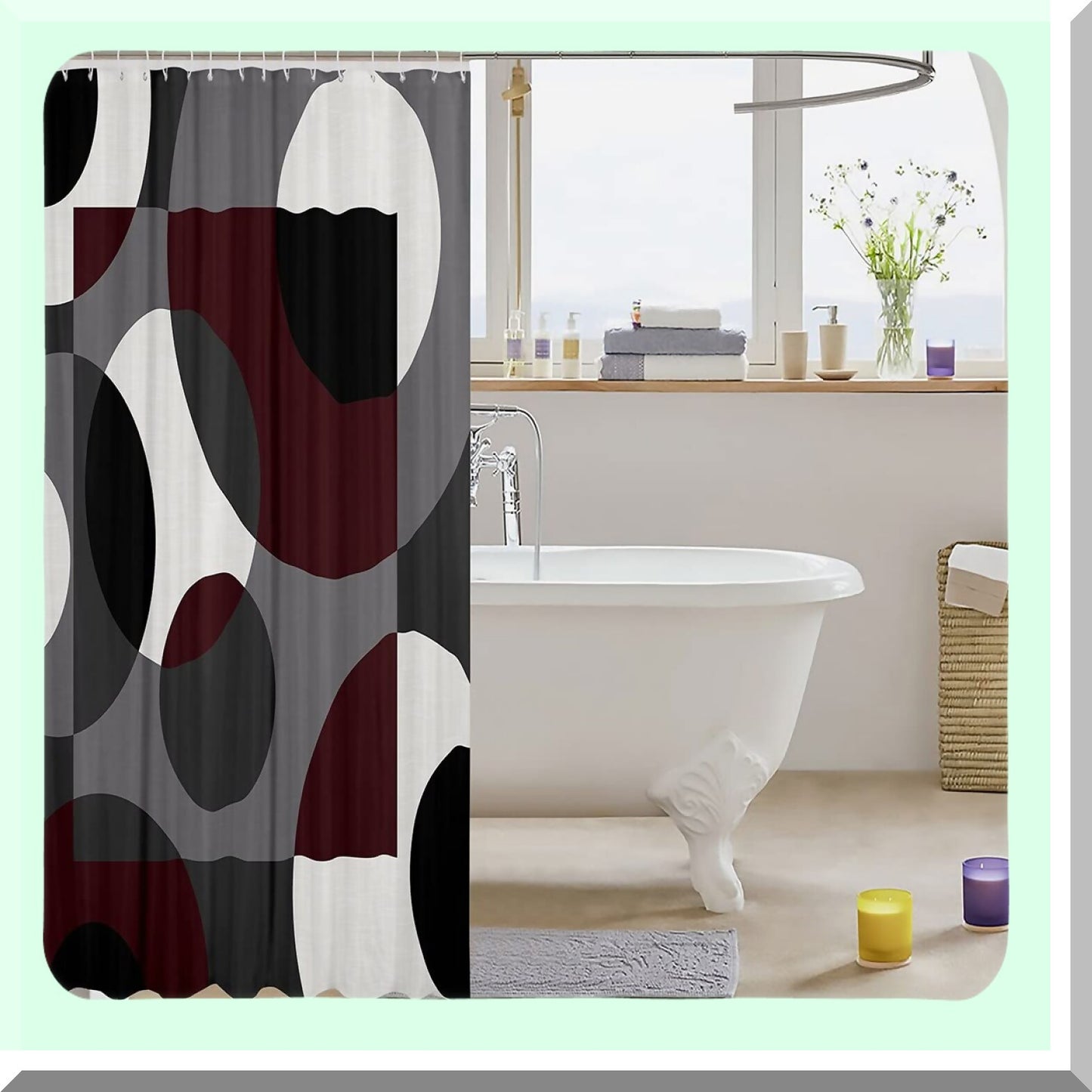 Red Geometry Shower Curtain 72x72 Inches