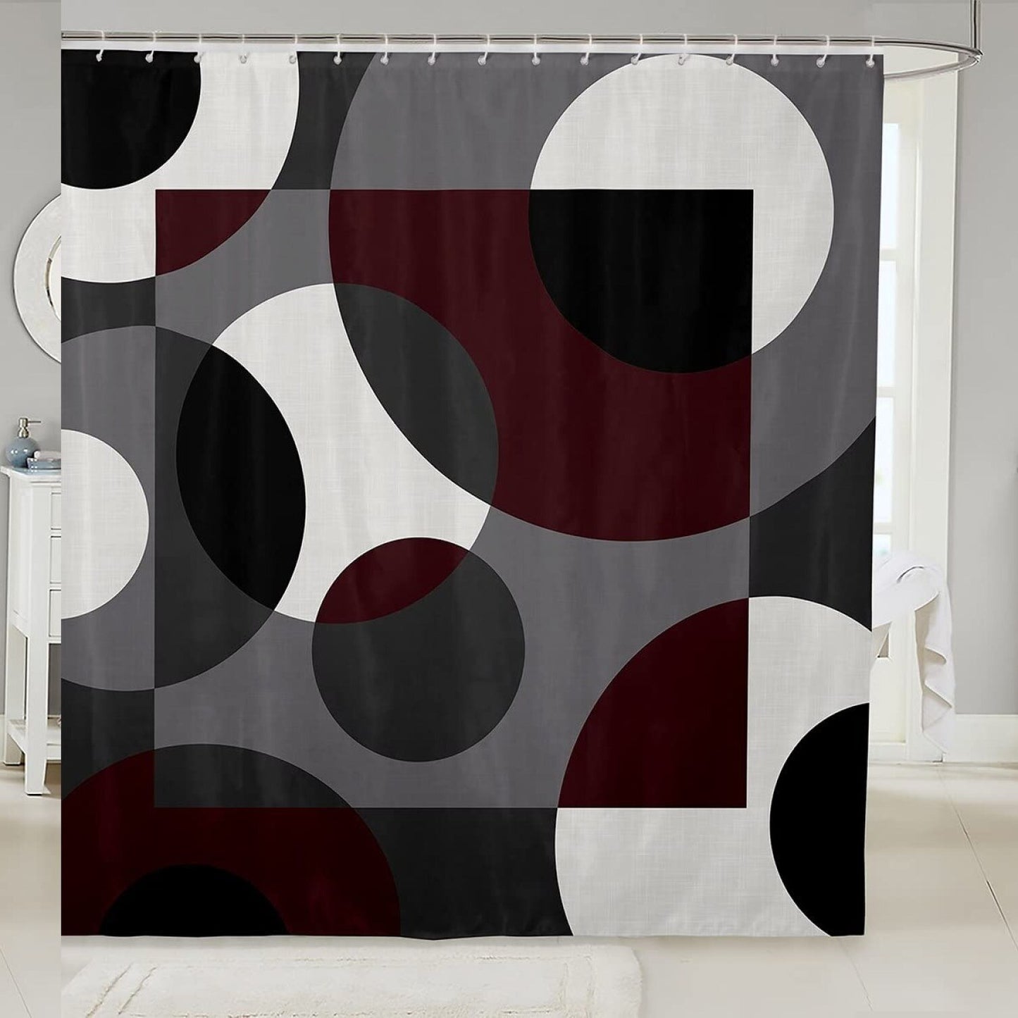 Red Geometry Shower Curtain 72x72 Inches
