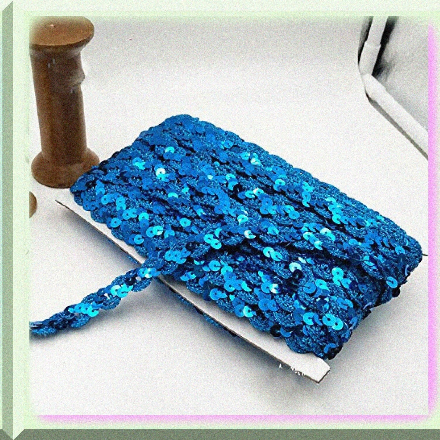 10 Meters Blue Sequin Ribbon 1.5 cm