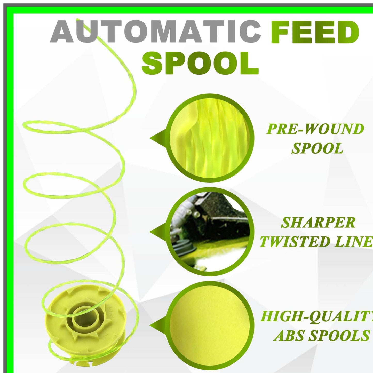 Ryobi Trimmer String Spool Line Replacement 0.08 inch 11FT 9 Spools 2 Caps