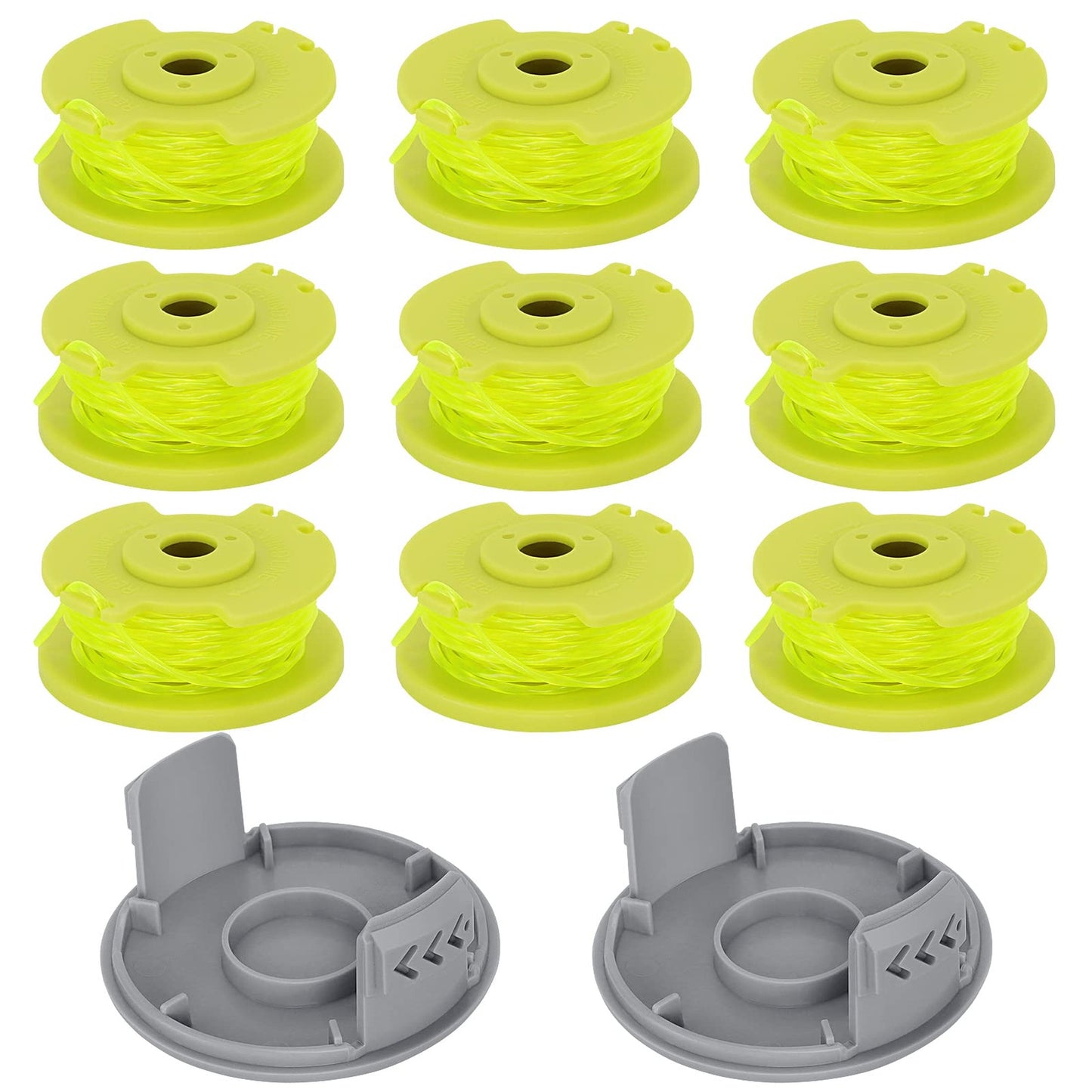 Ryobi Trimmer String Spool Line Replacement 0.08 inch 11FT 9 Spools 2 Caps