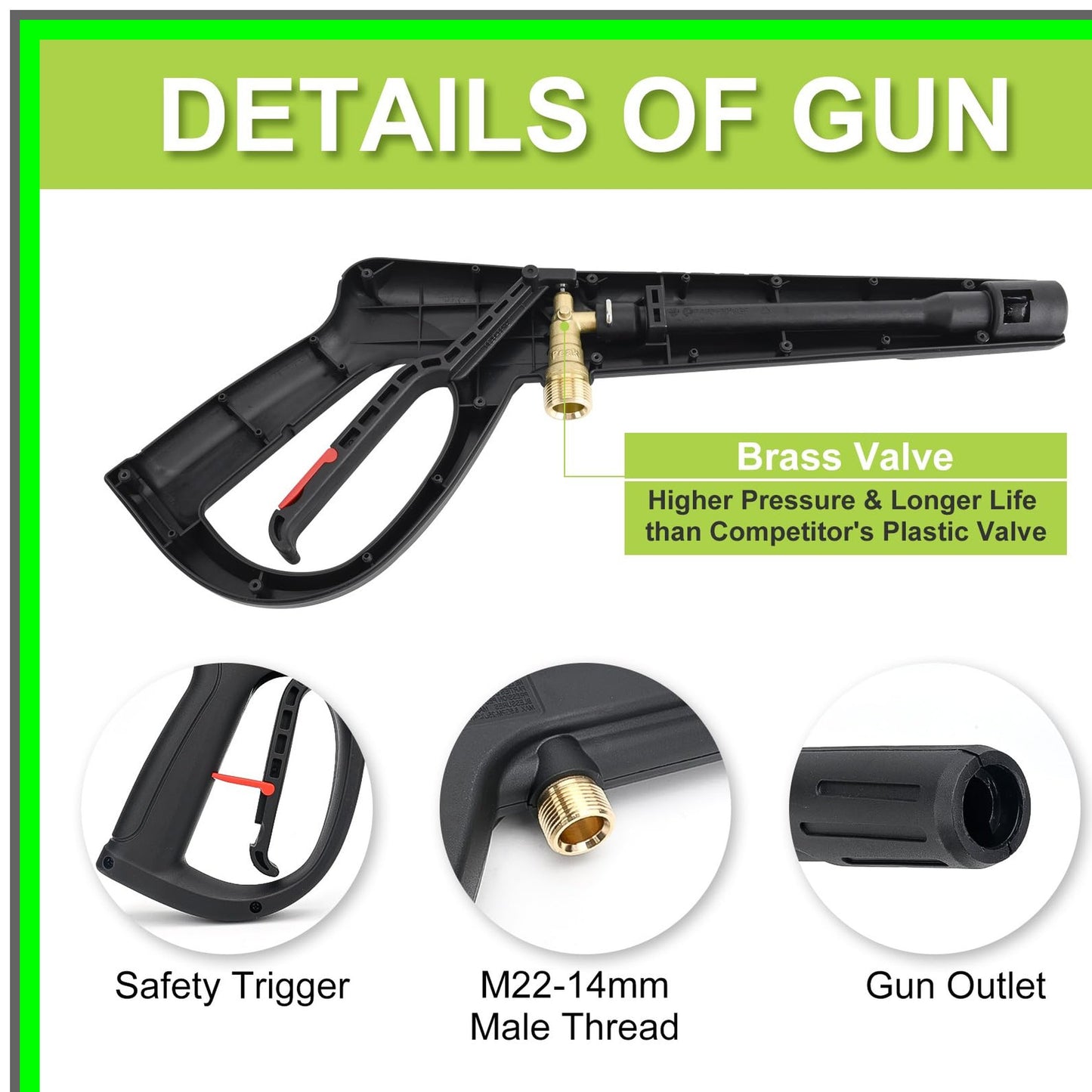 Bear Force Pro Spray Gun with Extension Wand and Turbo Nozzle for Pressure Washers