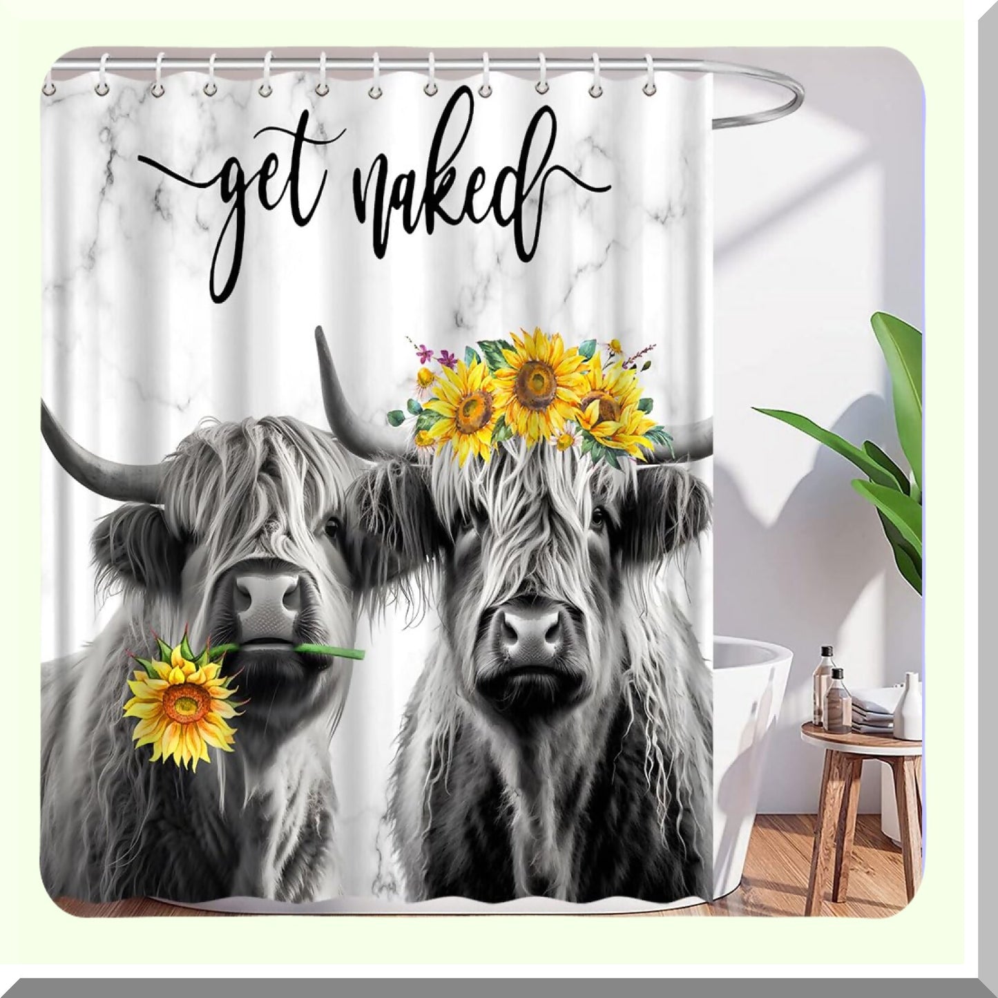 Highland Cow Shower Curtain 70x70 Inch