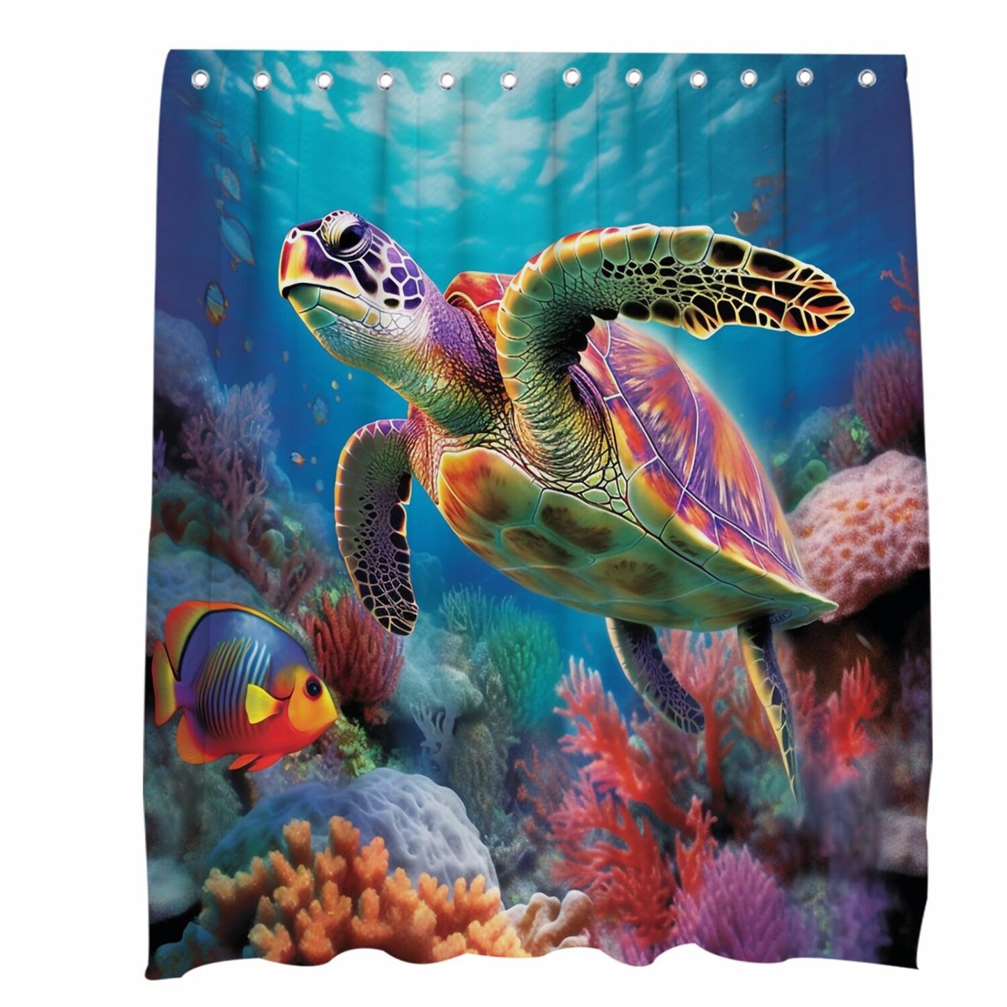 Nautical Green Sea Turtles Shower Curtain 72x72