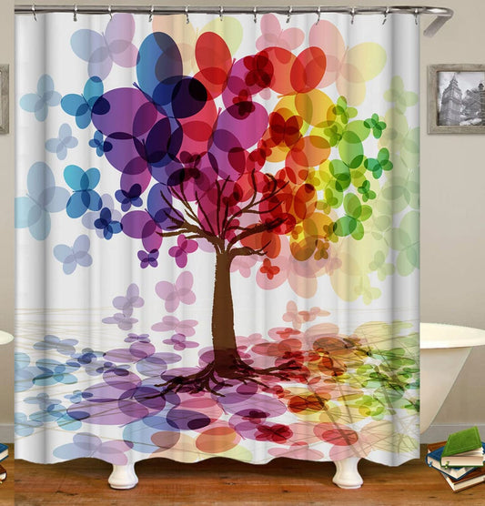 Abstract Colorful Tree Shower Curtain Set 72x72 Inches