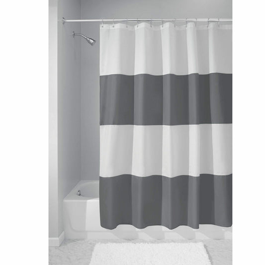 Zeno Gray and White Striped Shower Curtain 72" x 72"