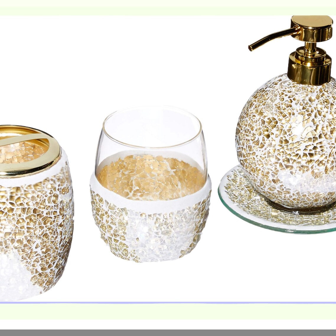 Mosaic 4-Piece Bathroom Accessory Set Gold