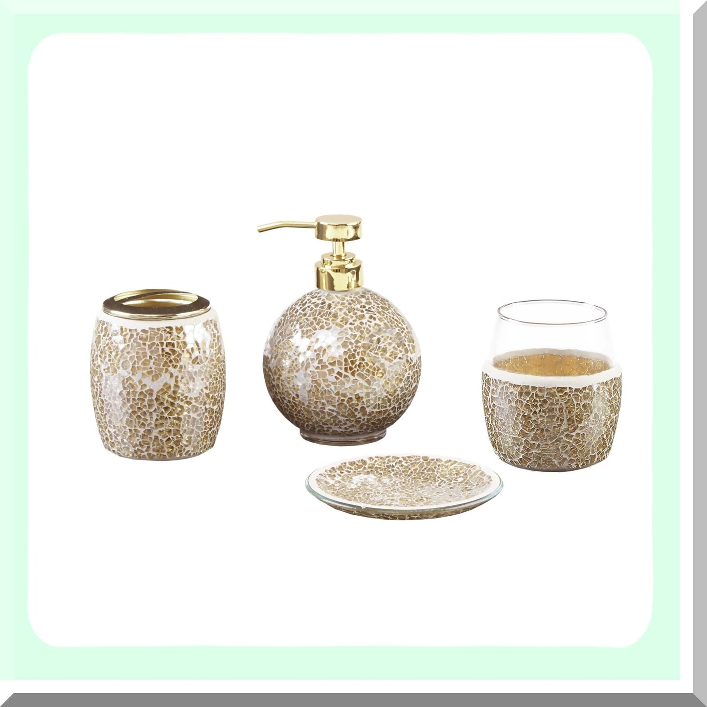 Mosaic 4-Piece Bathroom Accessory Set Gold
