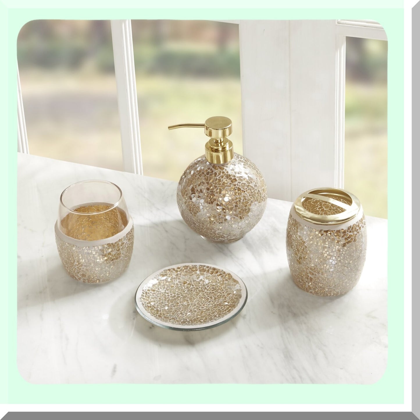 Mosaic 4-Piece Bathroom Accessory Set Gold