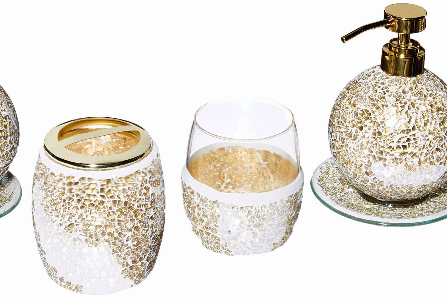 Mosaic 4-Piece Bathroom Accessory Set Gold