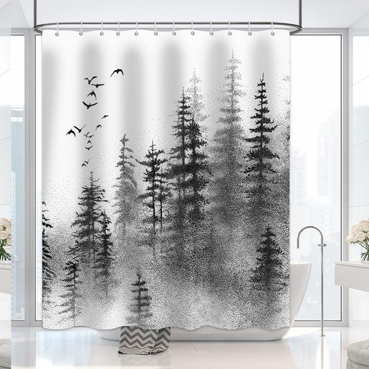Misty Forest Shower Curtain 72x72 inches with 12 Hooks