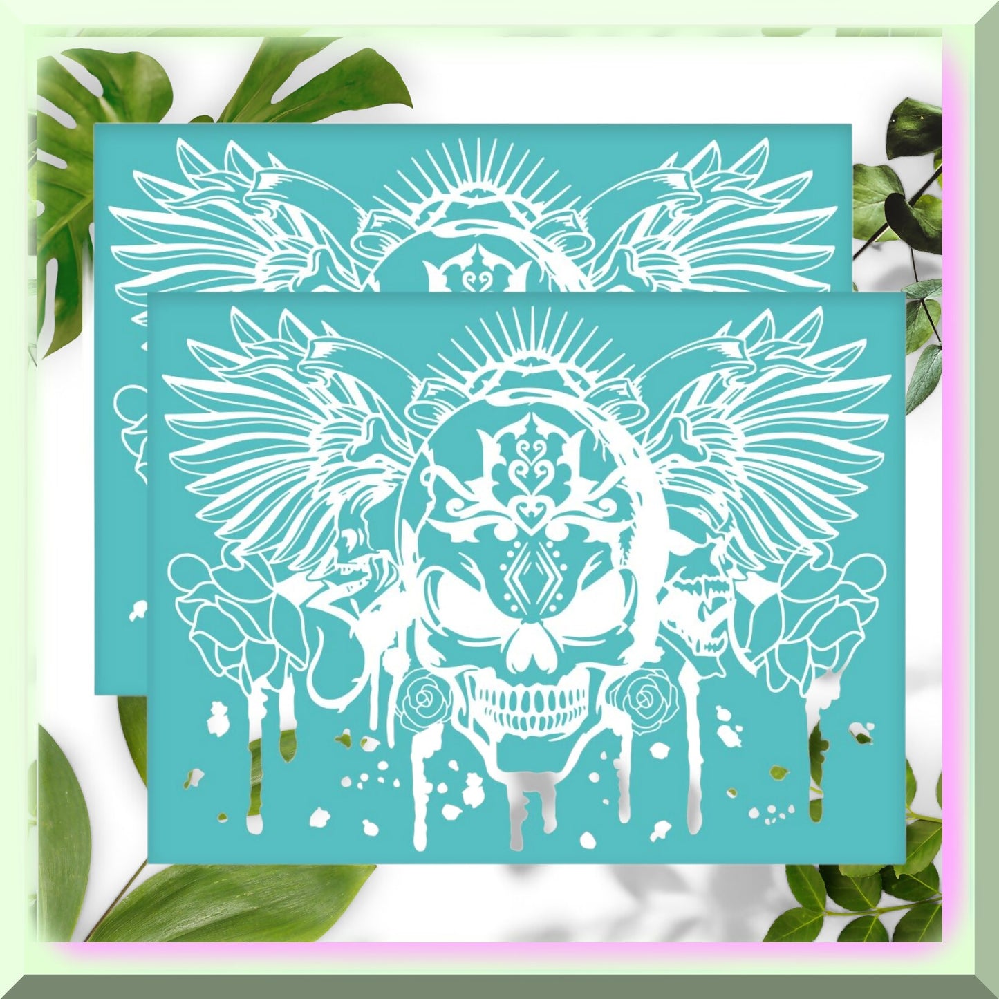 Skull & Wing Flower Silk Screen Printing Kit 2Pcs