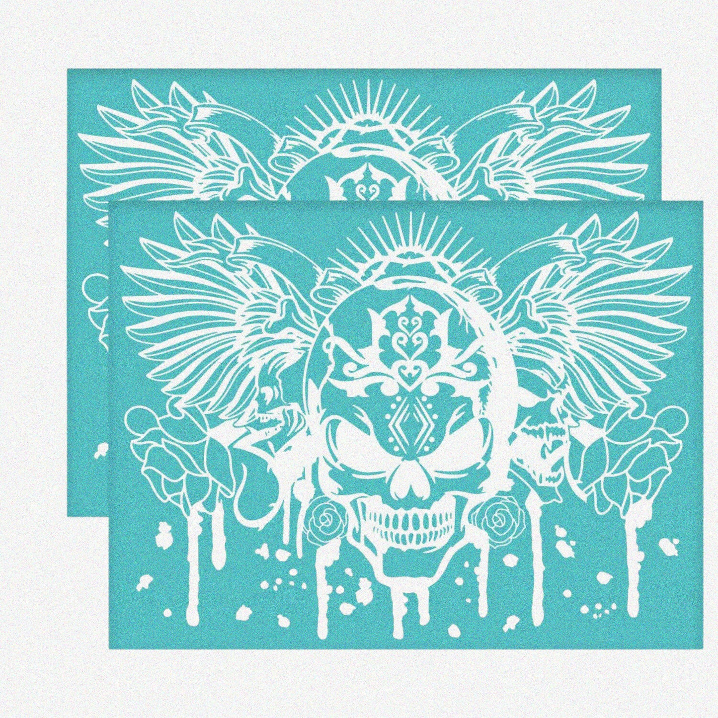 Skull & Wing Flower Silk Screen Printing Kit 2Pcs