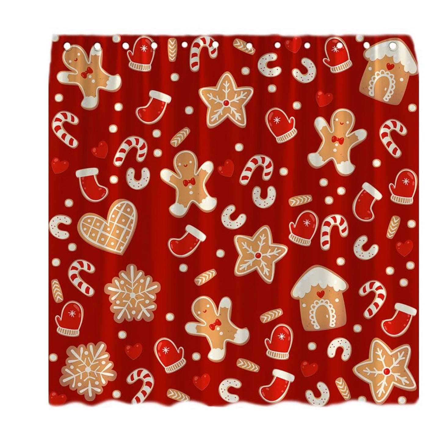 Gingerbread Shower Curtain with Hooks 36x70in