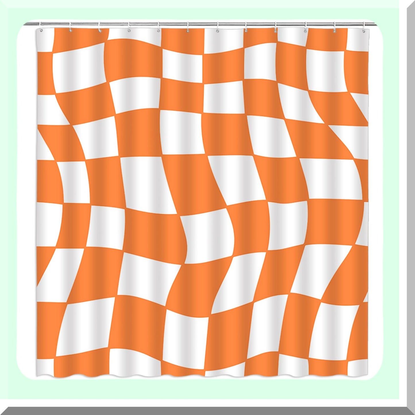 Orange Checkered Shower Curtain 70x70 inches