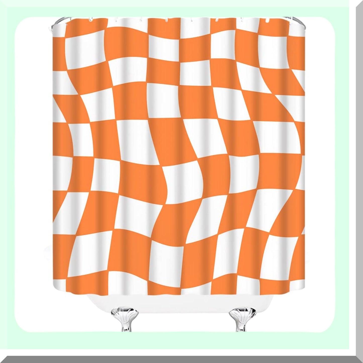 Orange Checkered Shower Curtain 70x70 inches