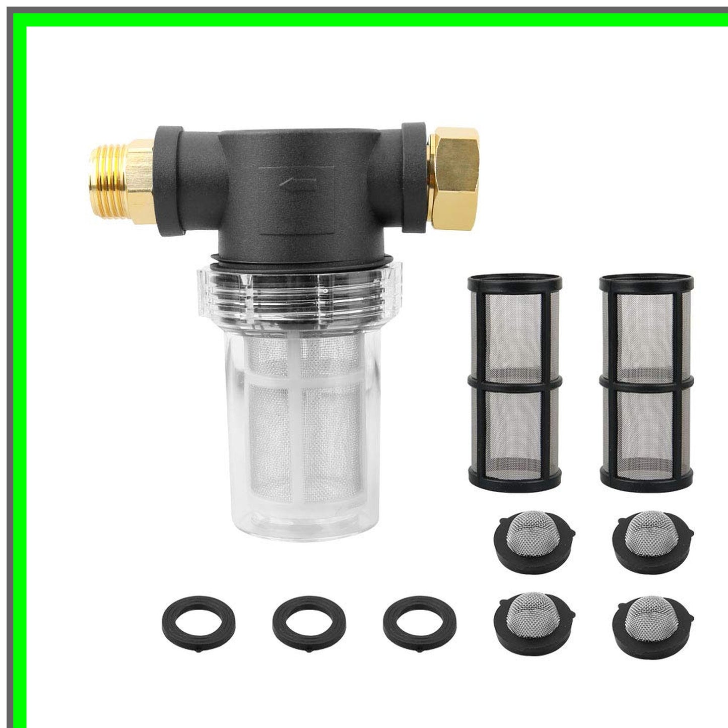 High Pressure Washer Garden Hose Inlet Filter with 40 Mesh and 100 Mesh Screens