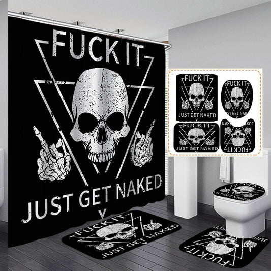 4PCS Gothic Skull Shower Curtain Set with Bath Mats