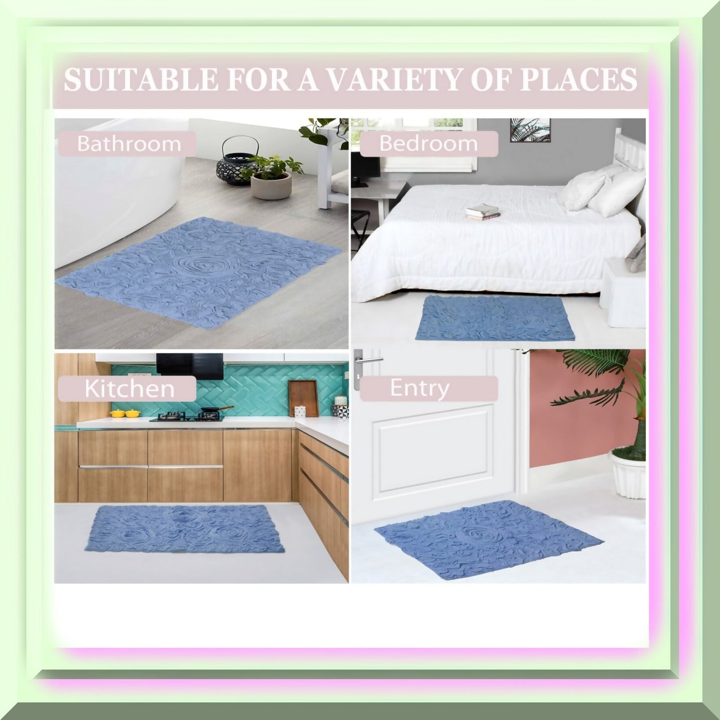 24"x40" Cotton Tufted Bath Rug Sky Blue