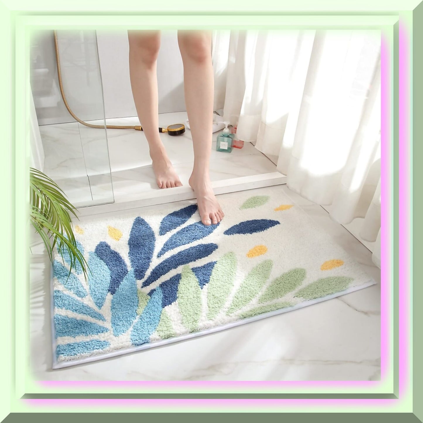 Leaves Microfiber Bath Rug 24"x16" Non Slip