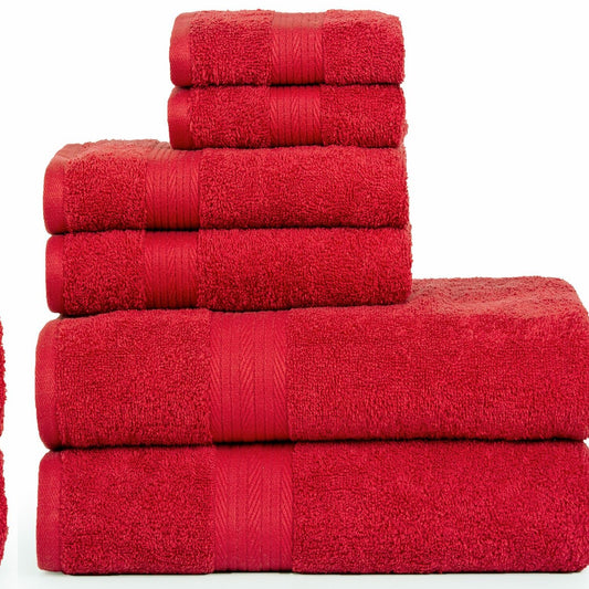 Cotton Bathroom Towel Set 6 Pieces Red