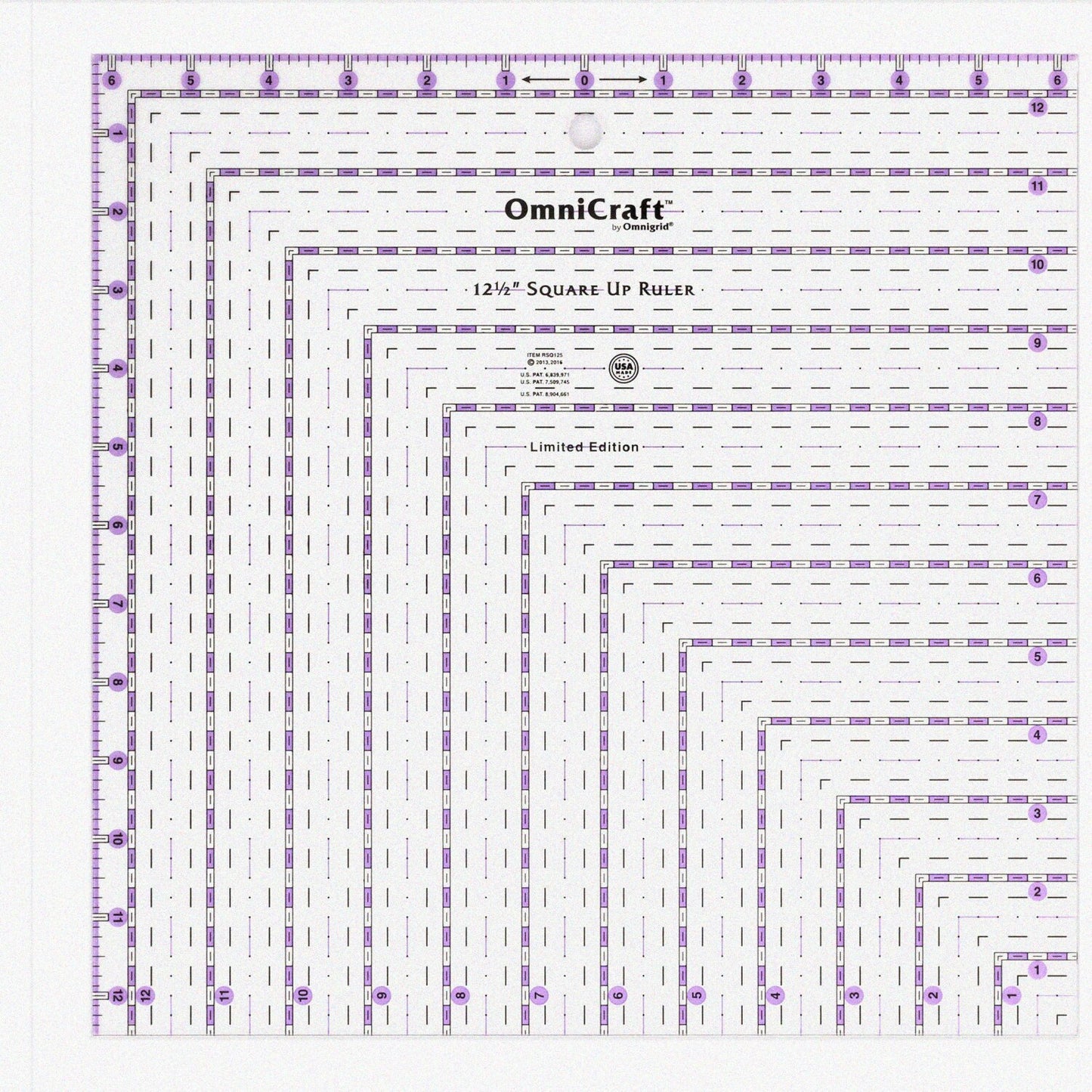 Omnicraft 12.5in Square Quilting Ruler 16.5x16.5 inches
