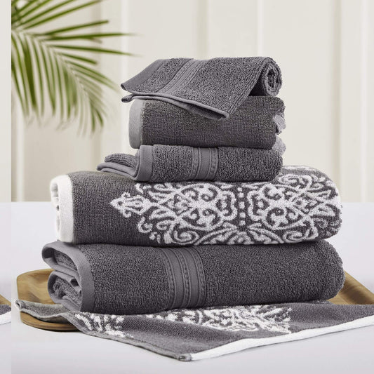 Artesia Damask 6 Piece Reversible Cotton Towel Set
