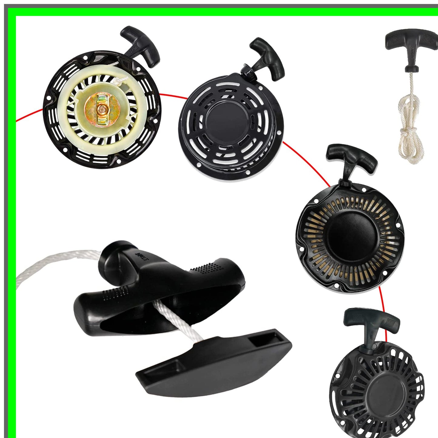 Pull Cord Starter Rope Set with Recoil Handle for 196cc Engines and Mini Bikes