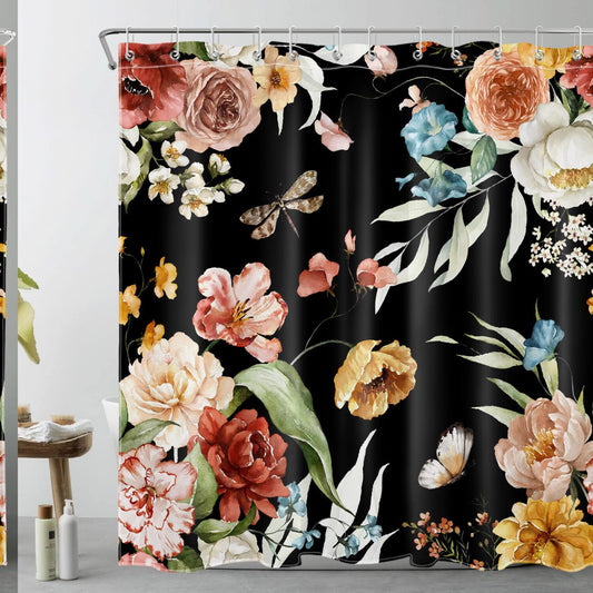 Aesthetic Floral Shower Curtain 72x72 inch